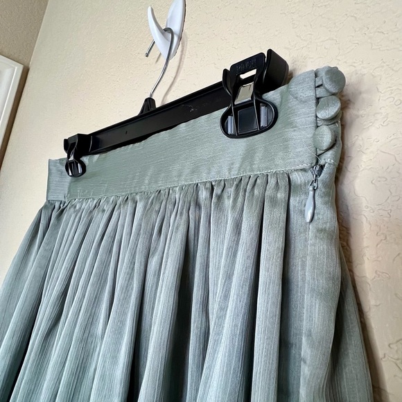 Han Feng New York Vintage 90s Light Green Flowy Maxi Skirt - Picture 4 of 7